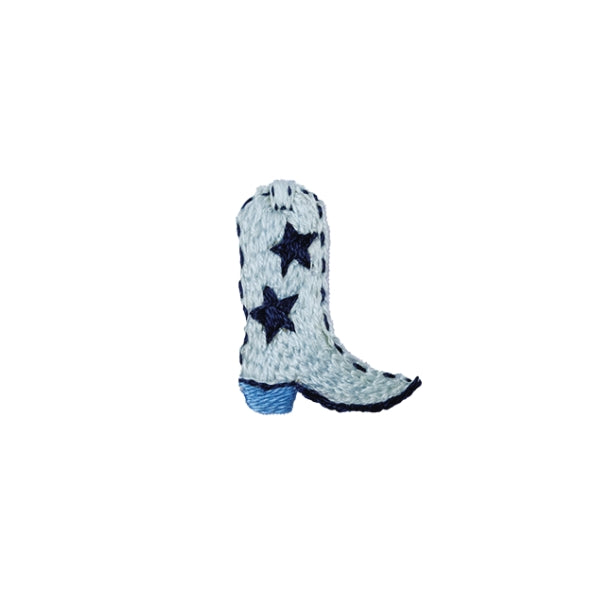 Cowboy Boot Collared Pima Footie | Lt Blue