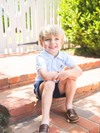 Cowboy Boot Striped Pima Baby Polo | Lt Blue Mini Stripe