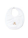 Yellow Teddy Bear Pima Baby Bib | White