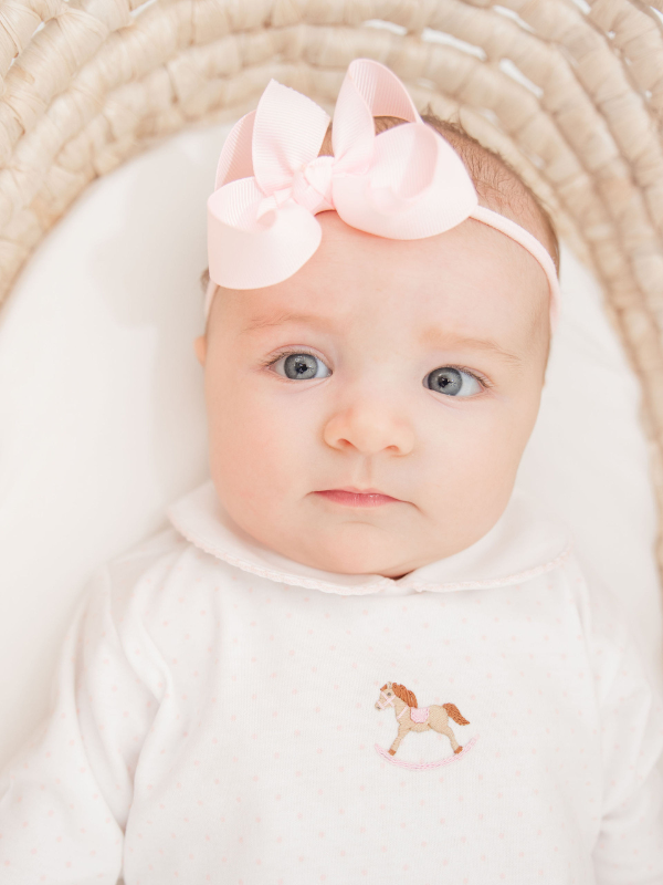 Rocking Horse Pima Day Gown | Lt Pink Bitty Dot