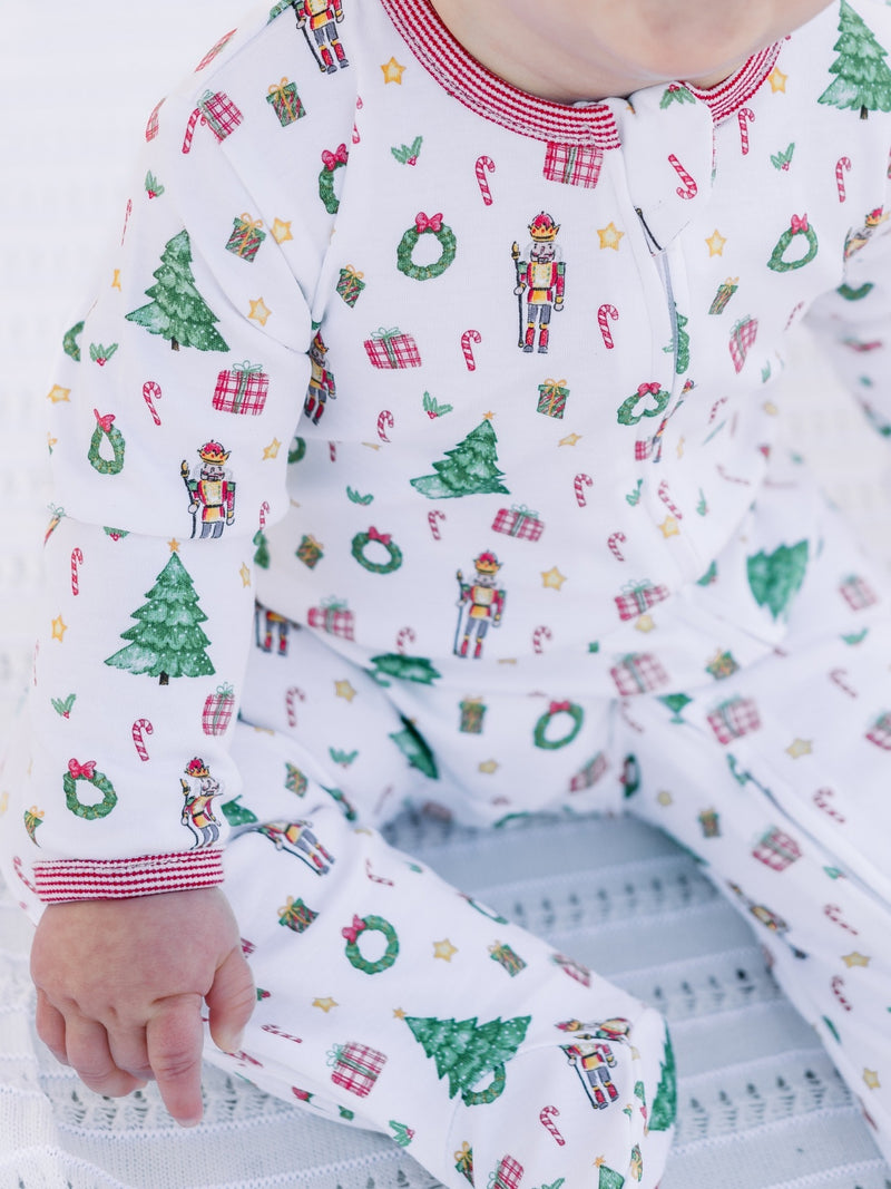 Baby Pima Two Way Zipper Footie | Winter Whimsy Holiday