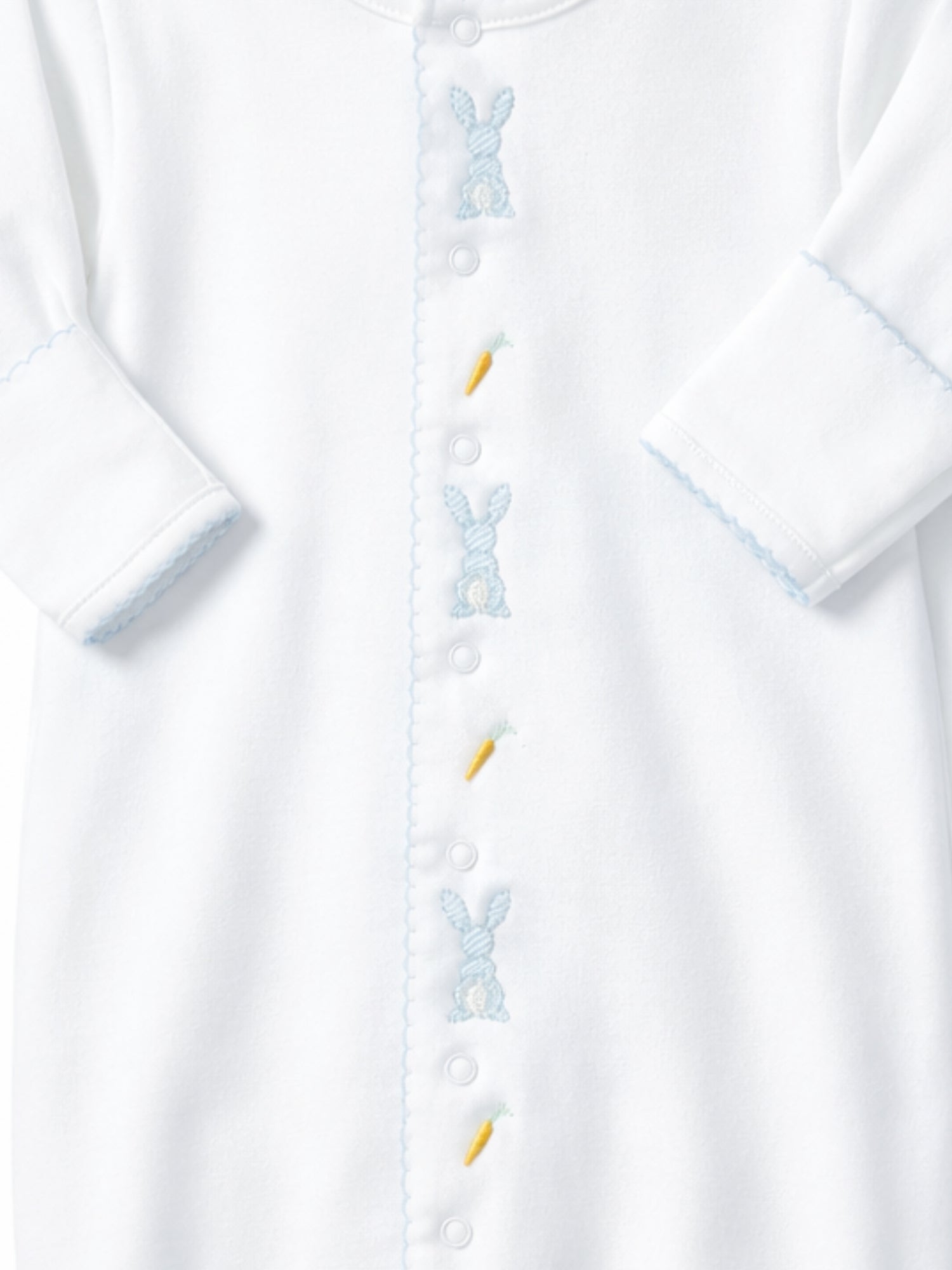 Blue Bunny and Carrot Pima Converter Gown | Machine Embroidery
