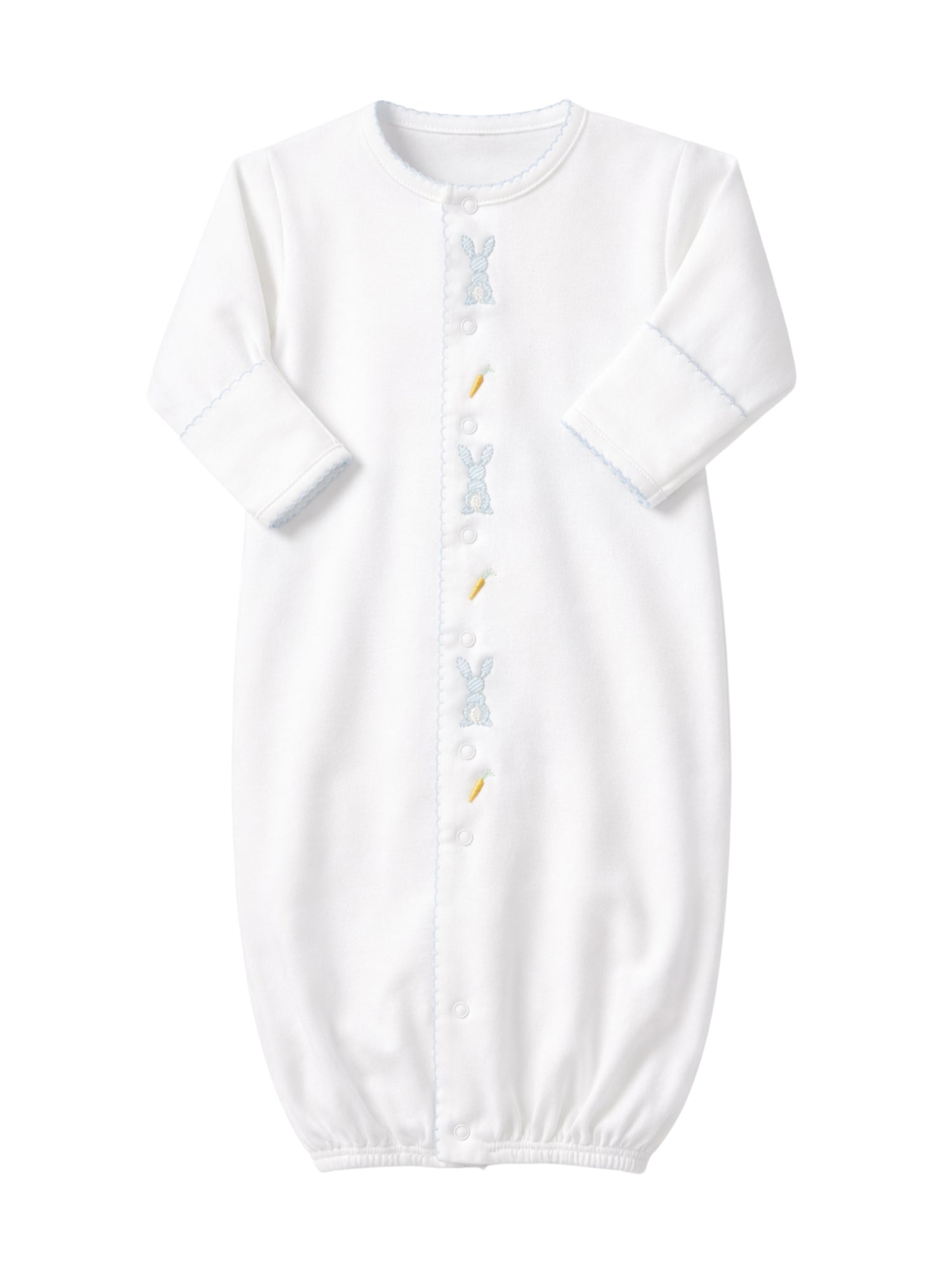 Blue Bunny and Carrot Pima Converter Gown | Machine Embroidery