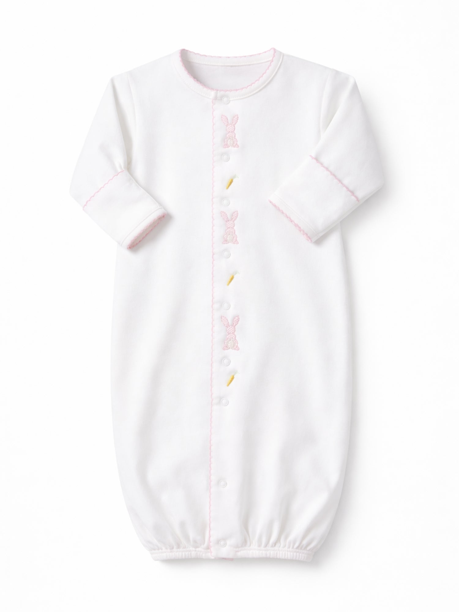 Pink Bunny and Carrot Pima Converter Gown | Machine Embroidery