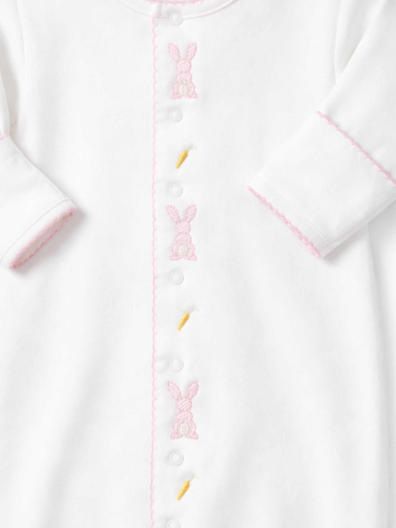 Pink Bunny and Carrot Pima Converter Gown | Machine Embroidery
