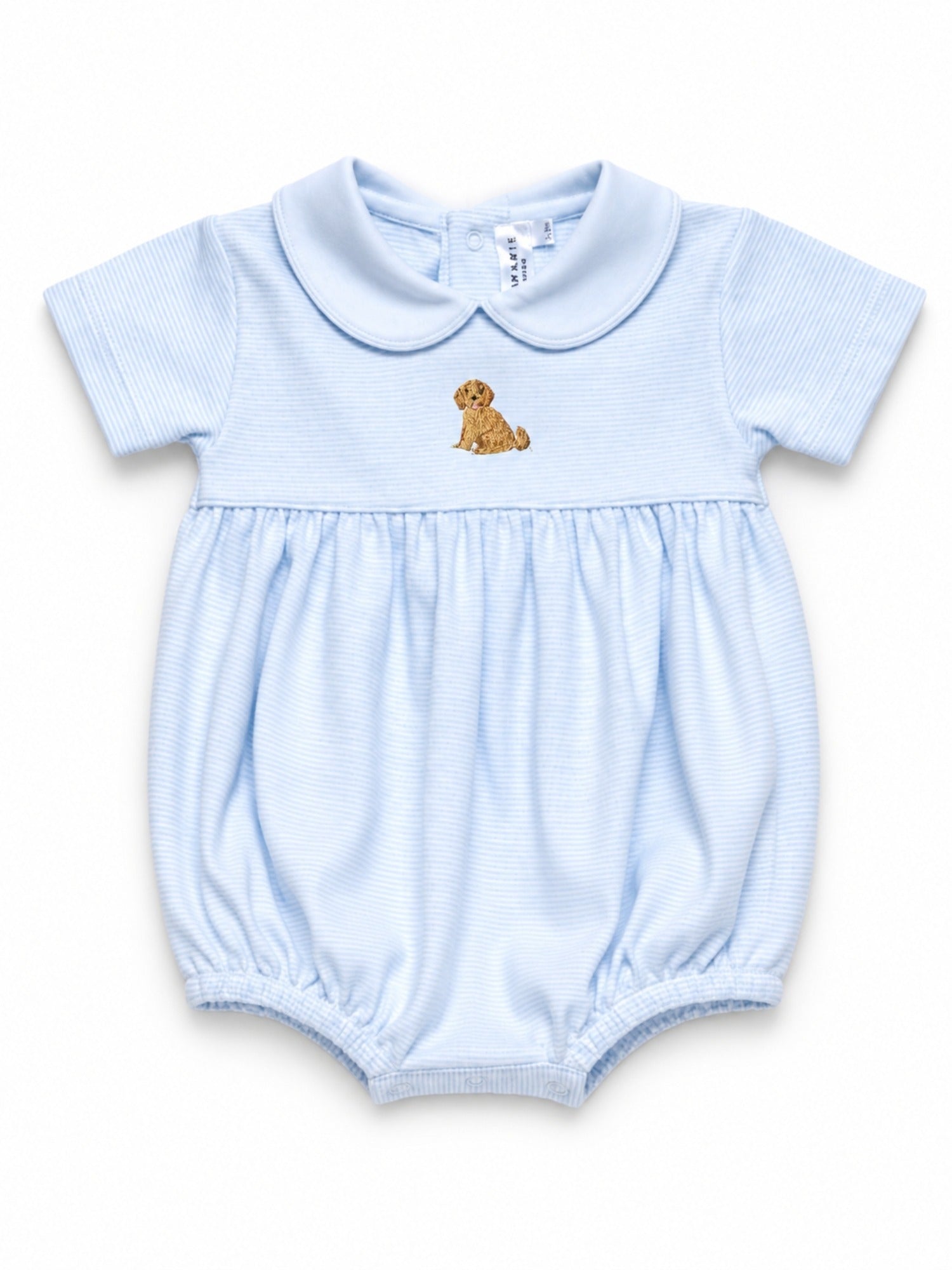 Doddle Boy Puppy Pima Bubble | Lt Blue Mini Stripe