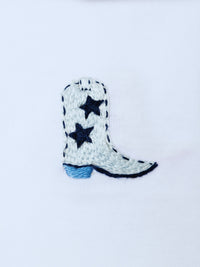 Cowboy Boot Collared Pima Footie | Lt Blue