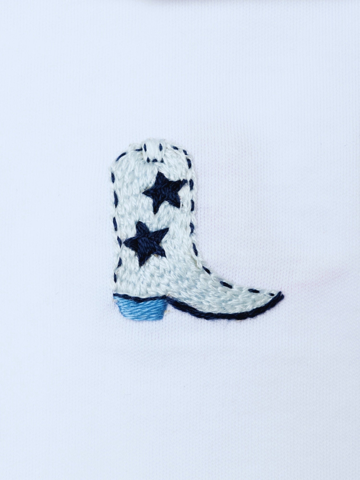 Cowboy Boot Collared Pima Footie | Lt Blue