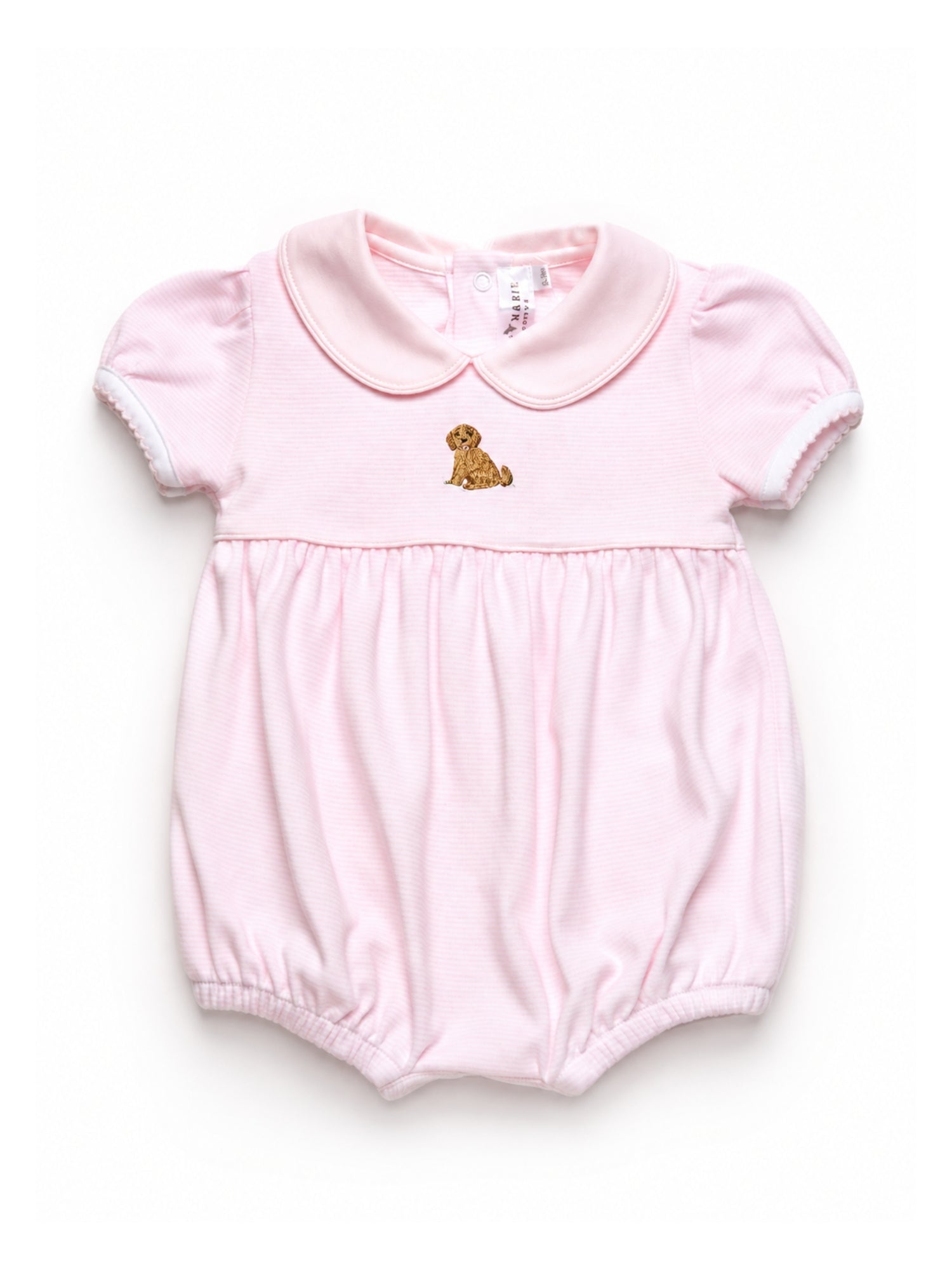 Doodle Girl Puppy Pima Bubble | Lt Pink Mini Stripe