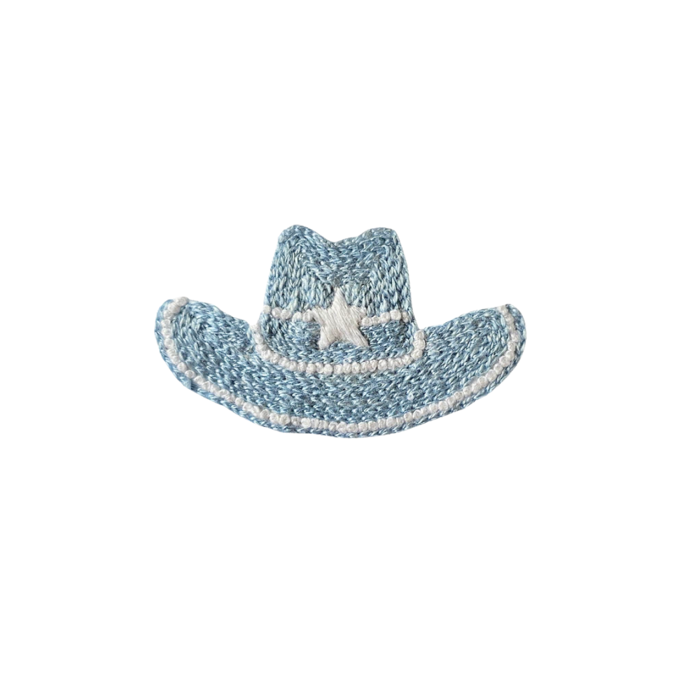 Cowboy Hat Collared Pima Footie | Lt Blue