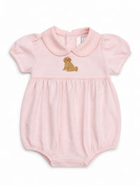 Doodle Girl Puppy Pima Bubble | Lt Pink Mini Stripe