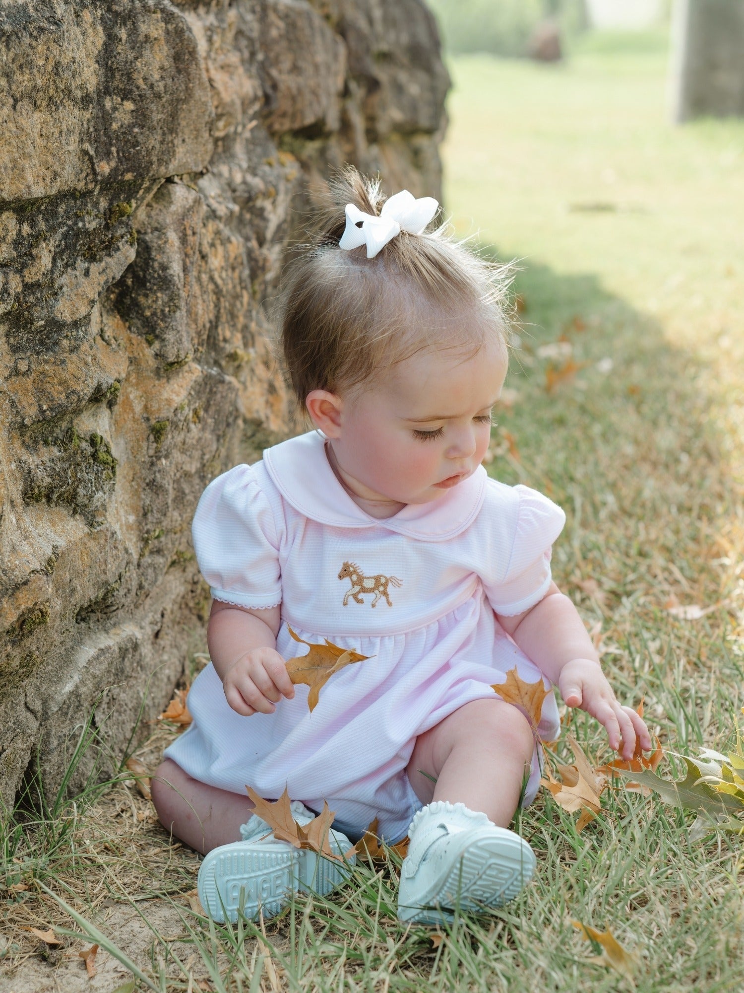Running Pony Pima Girl Bubble | Light Pink Mini Stripe