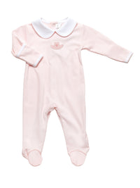 Cowgirl Hat Collared Pima Footie | Lt Pink