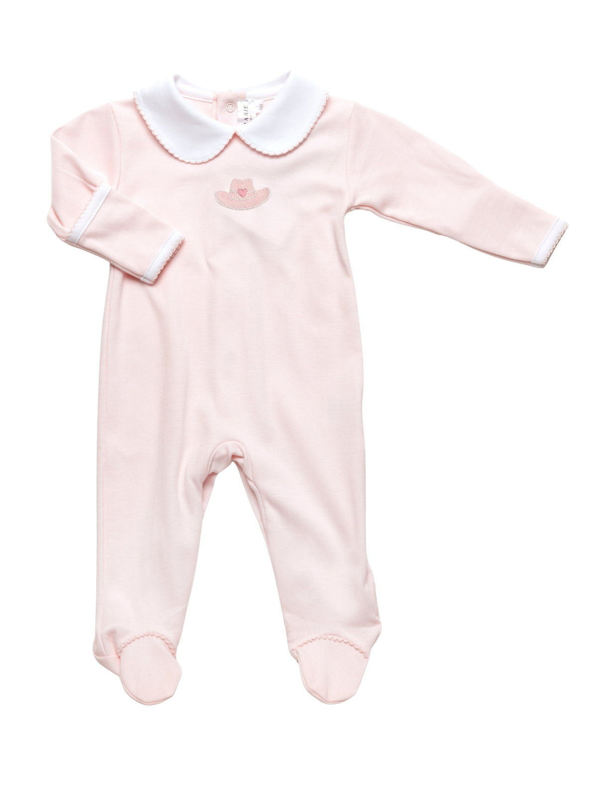 Cowgirl Hat Collared Pima Footie | Lt Pink