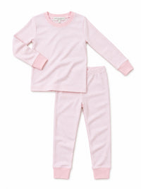 2 Piece Pima Loungewear Set | Lt Pink Mini Stripe