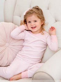 2 Piece Pima Loungewear Set | Lt Pink Mini Stripe