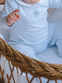 Texas Love Hand-Embroidered Pima Footie | Lt Blue