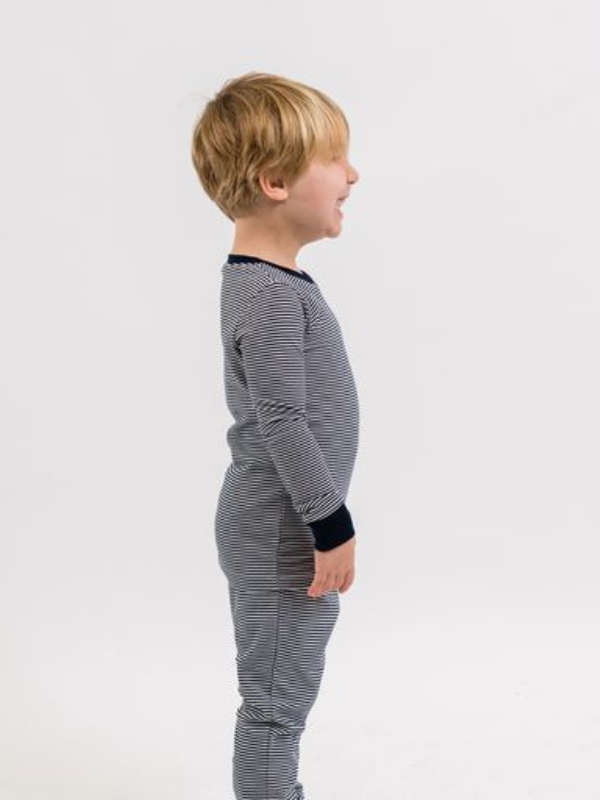 Boy's Navy Stripe 2 Piece Loungewear Set