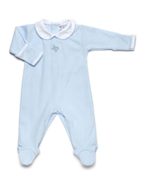 Texas Love Hand-Embroidered Pima Footie | Lt Blue