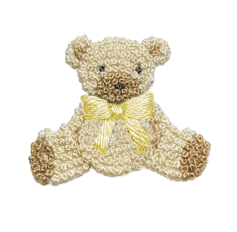Yellow Teddy Bear Pima Baby Bib | White