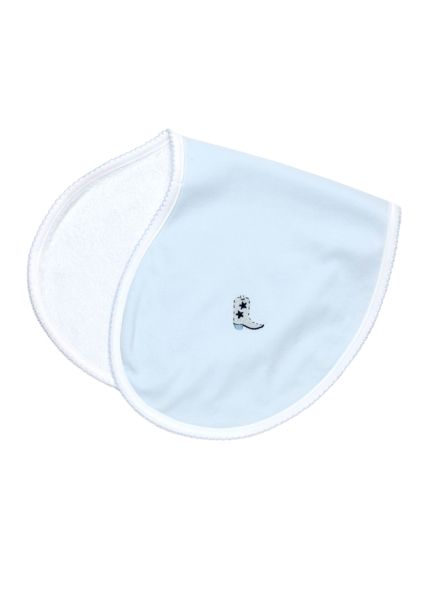Cowboy Boot Pima Burp Cloth | Lt Blue
