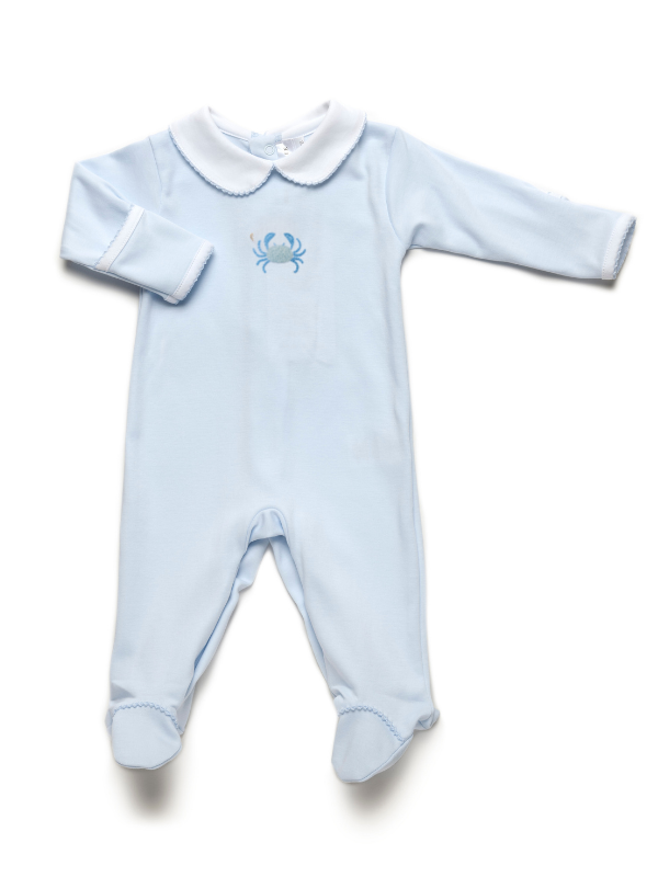 Coastal Blue Crab Collared Pima Footie | Lt Blue