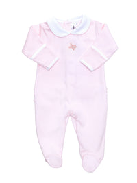 Texas Love Hand-Embroidered Pima Footie | Lt Pink
