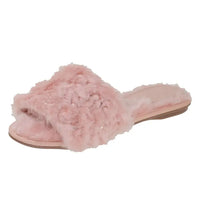 Valentina Belle Fluffy Sequin Slippers Rose