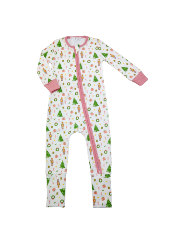 Baby Pima Convertible Zipper Footie | Winter Whimsy Print
