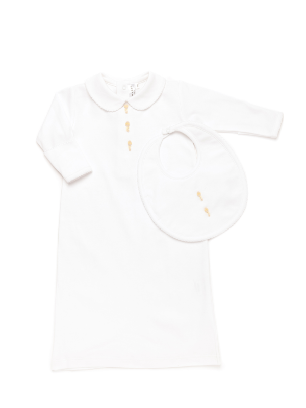 Baby Rattles Pima Day Gown | White