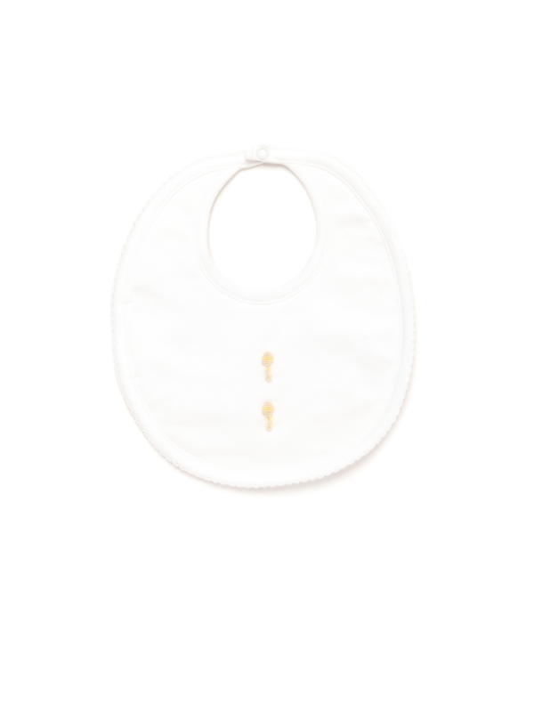 Baby Rattles Pima Baby Bib | White