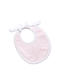 Classic Bow Snap Pima Baby Bib | Lt Pink Mini Stripe