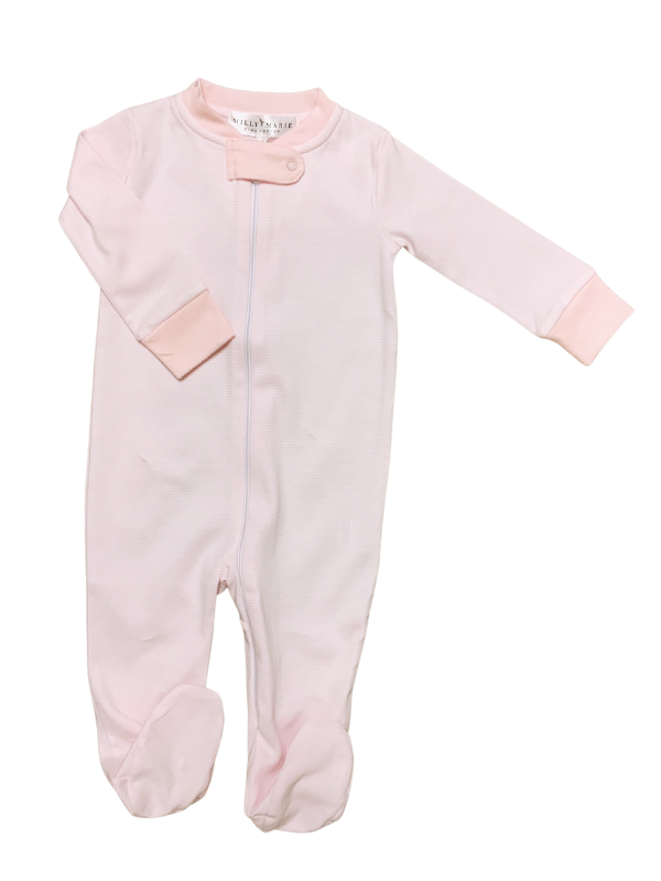 Baby Girl Pink Mini Stripe Footie/Sleeper