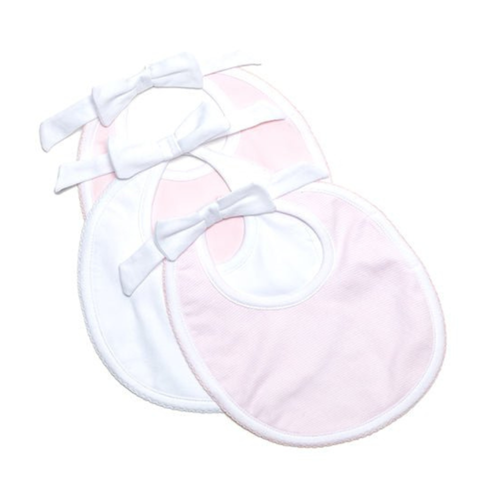 Classic Bow Snap Pima Baby Bib 3-Piece Bundle | Girl