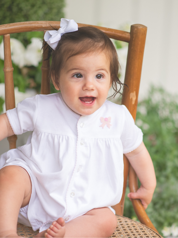 Baby Girl Classic Bow White Bloomer Set