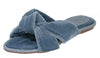 Valentina Chloe-Velvet Knotted Blue Flat Slippers