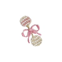 Pink Heirloom Rattle Pima Baby Bib | White