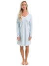 Women's Pima Helen Nightgown in Light Blue Mini Stripe