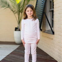 Girl's Pink Mini Stripe Loungewear Set