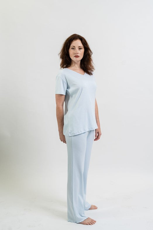 Ms. Vivian Pima Cotton Pajama Pant Set | Blue