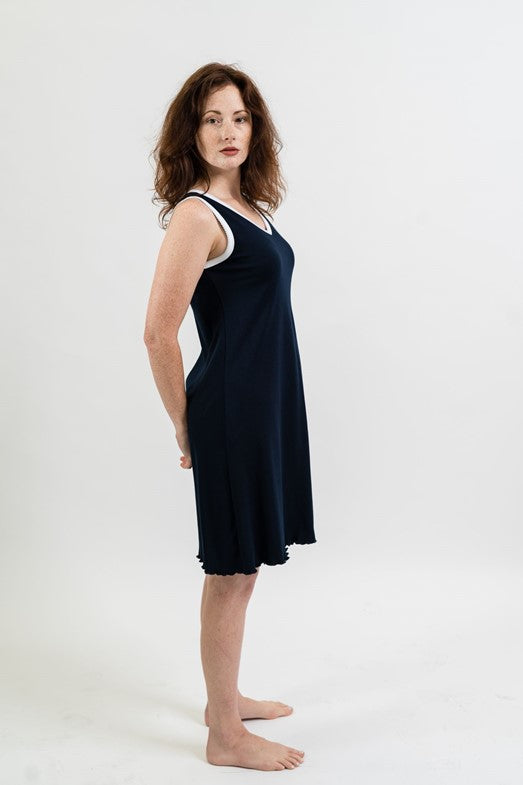 Ms. Terri Pima Cotton Sleeveless Nightgown Navy Milly Marie