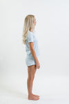 Ms. Charlotte Pima Pajama Short Set | Blue Mini Stripe