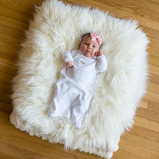 Baby Girl Spotted Puppy White Day Gown