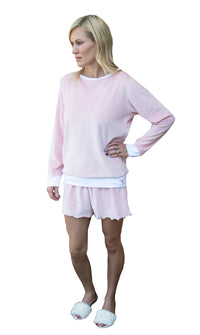 Pima Velour Relaxed Fit Shorts in Rose