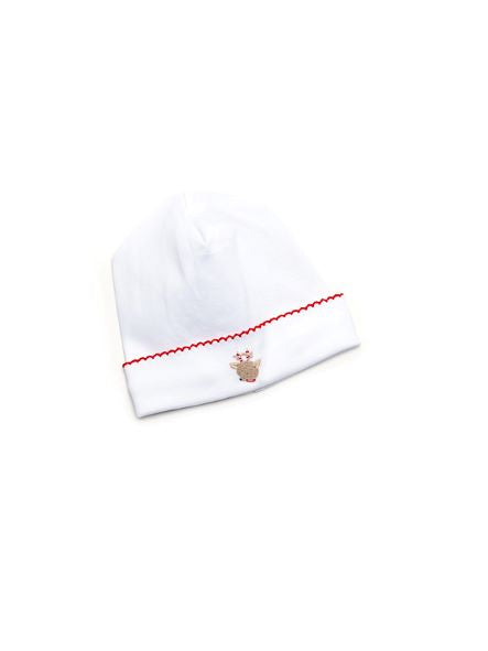 Reindeer Pima Baby Hat | White